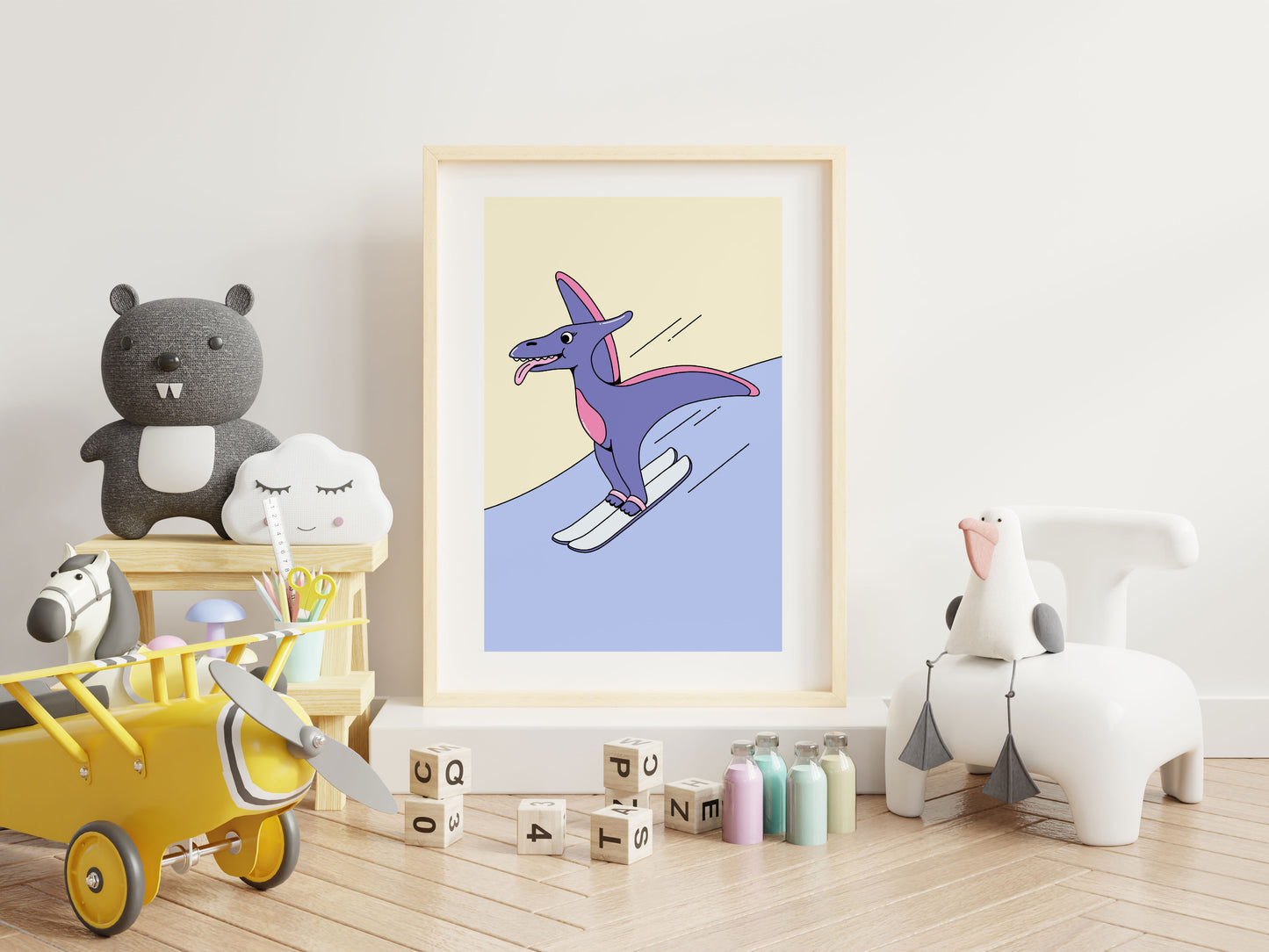 Affiche Dinosaure Ski