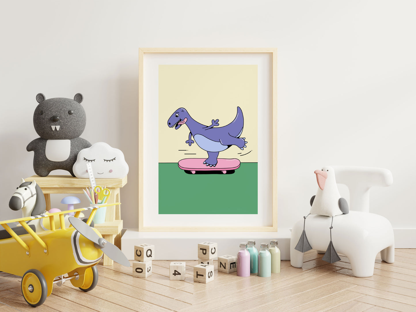 Affiche Dinosaure Skate