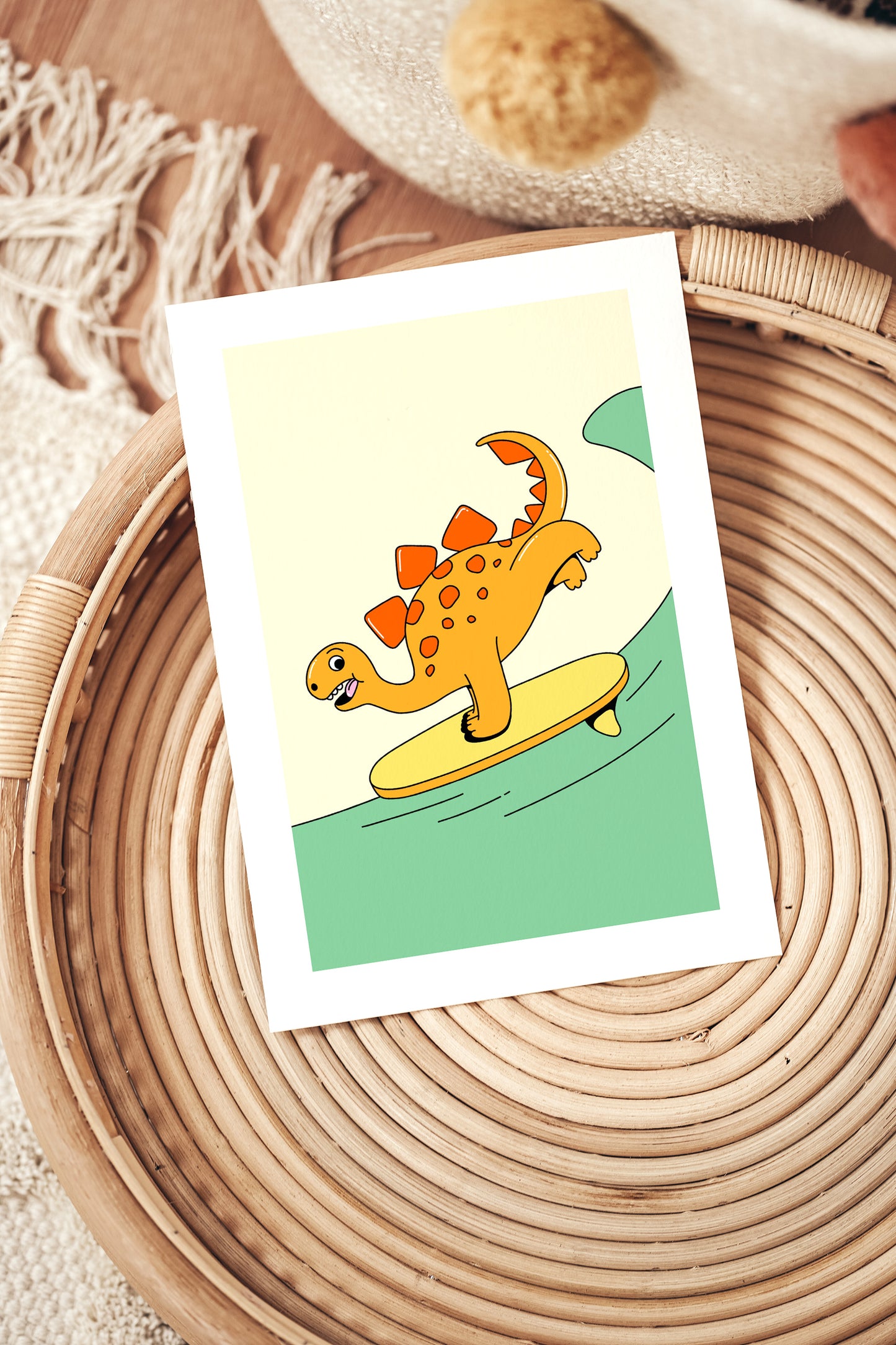 Affiche Dinosaure Surf