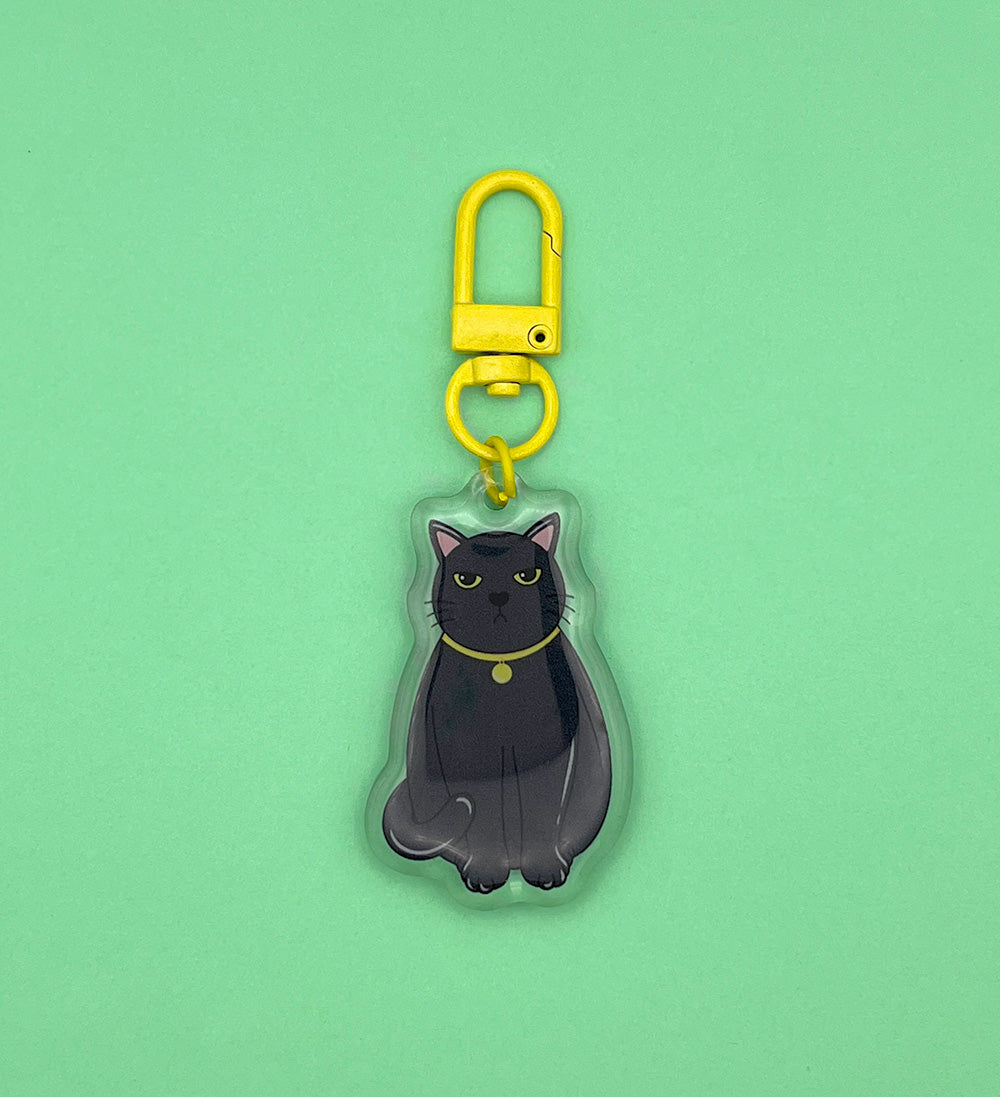 Porte-clés Chat noir grincheux