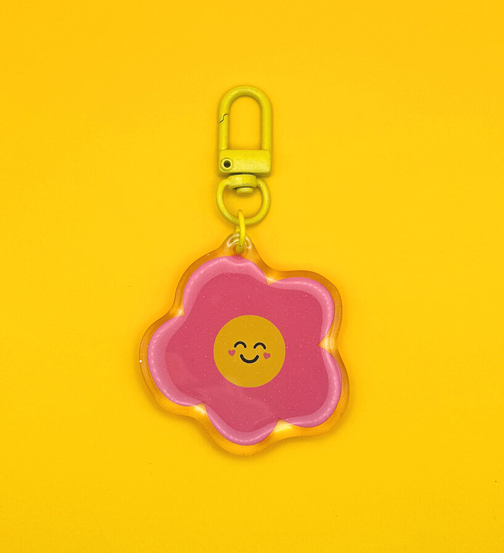 Porte-clés Fleur rose