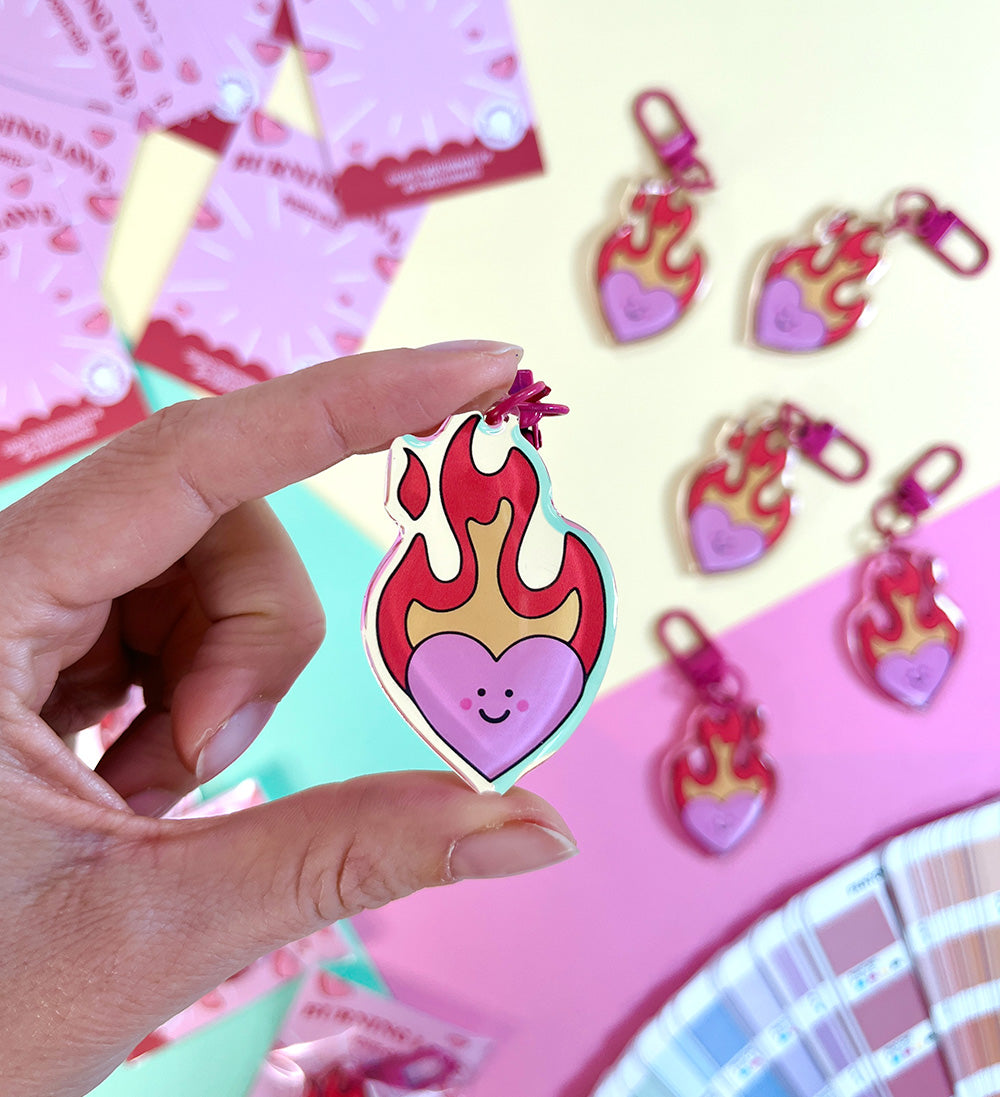 Porte-clés Coeur enflammé