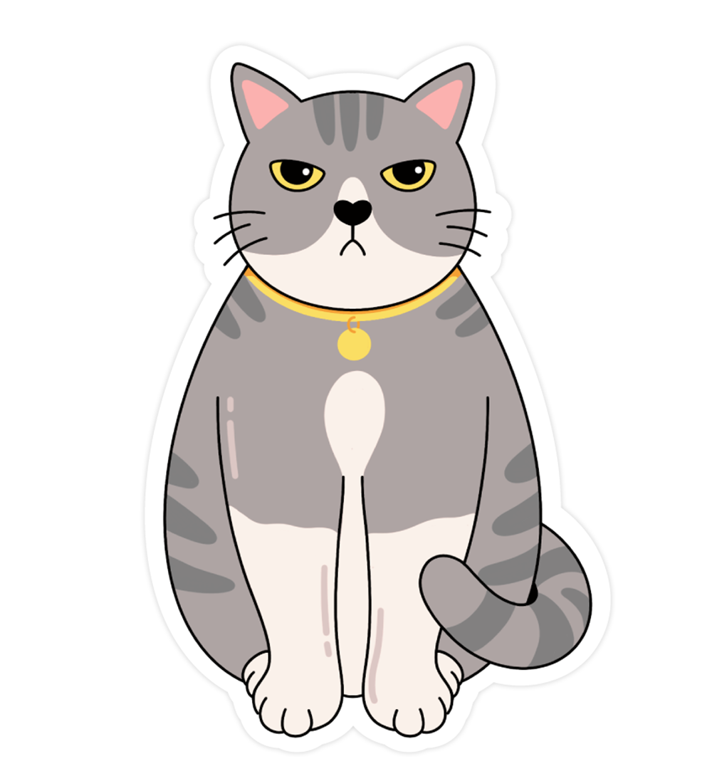 Sticker chat grincheux
