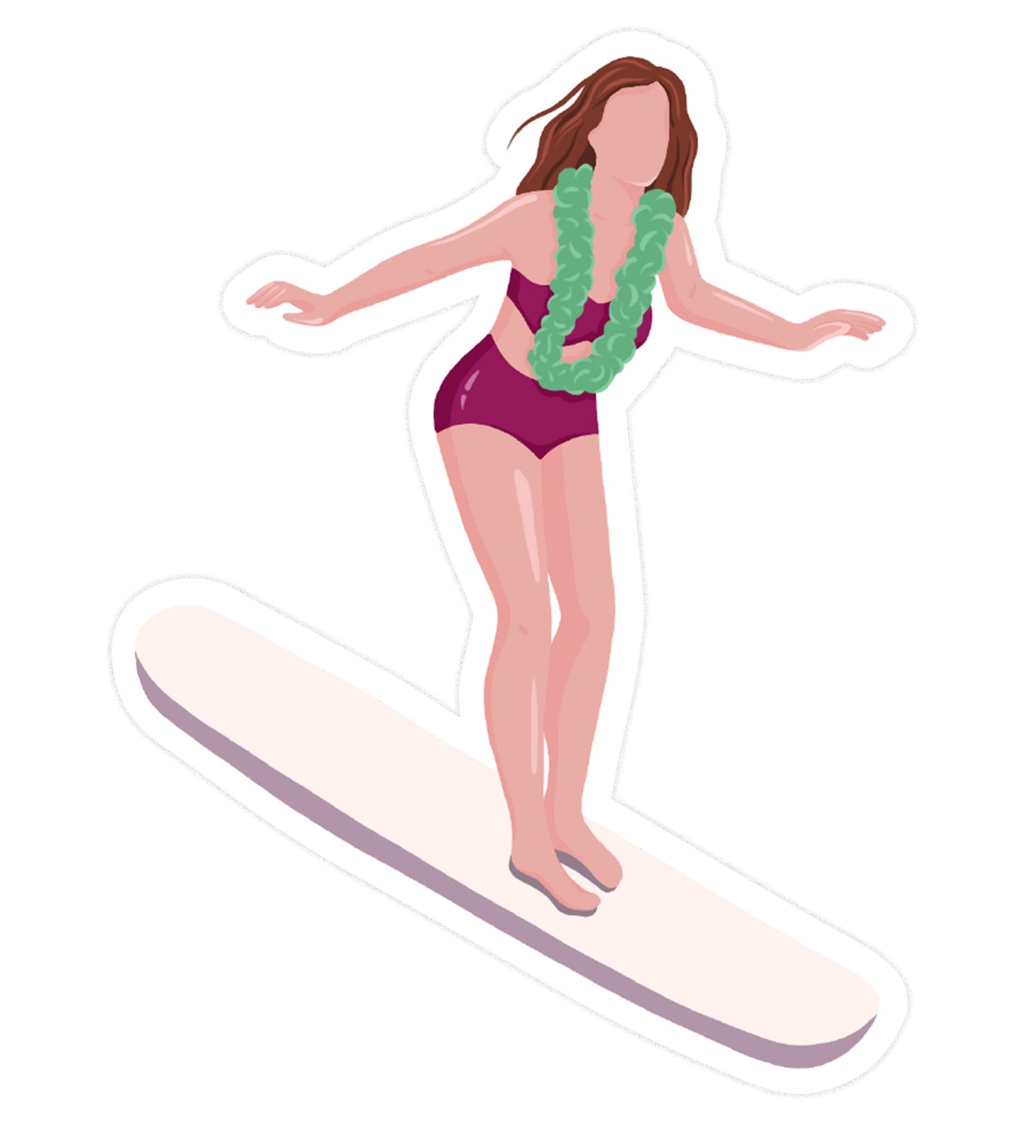 Sticker Surfeuse Hawaiienne