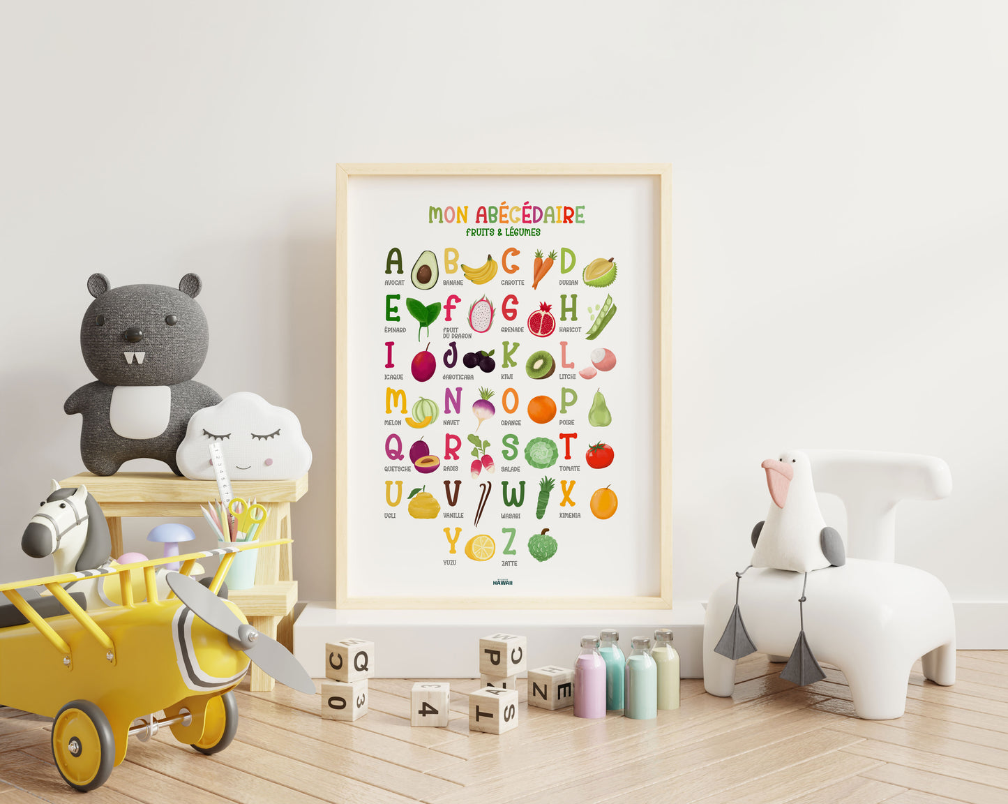 Affiche enfant, Abécédaire Fruits et légumes