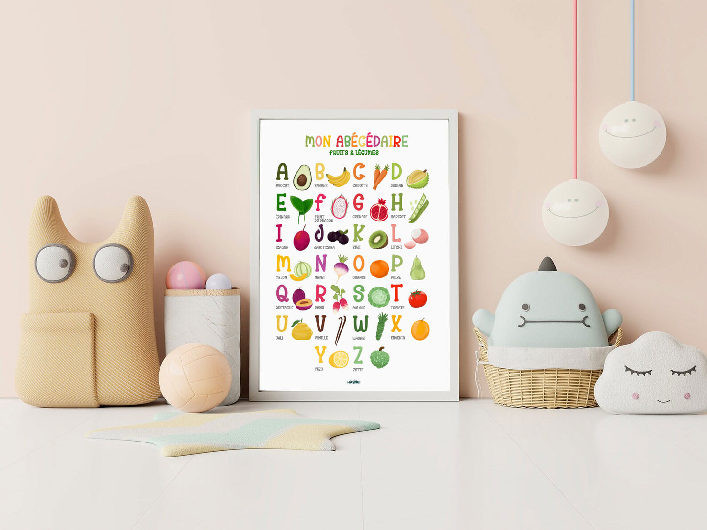 Affiche enfant, Abécédaire Fruits et légumes