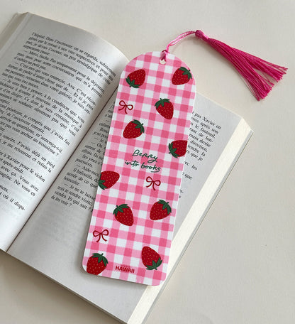 Marque-page fraise & vichy
